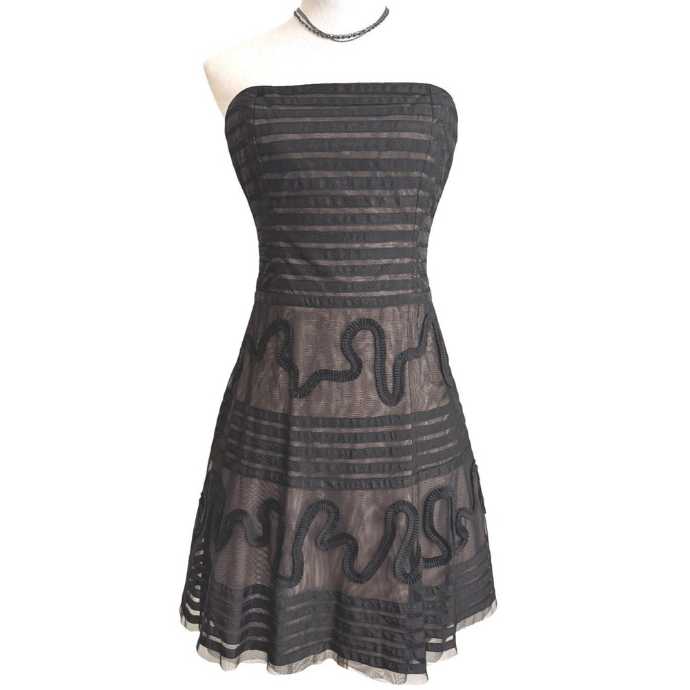 BCBGMaxazria Strapless Tiered Tulle Mini Dress Small Witchy Y2K Goth New NWT